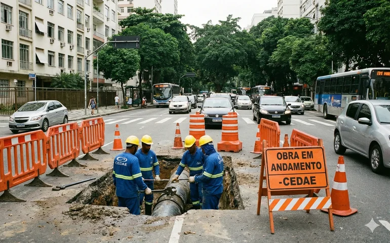Águas do Rio conclui reparos na Rua São Clemente, mas faixa segue interditada em Botafogo
