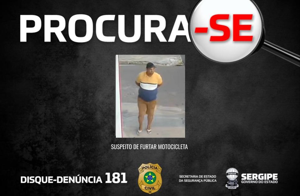 SUSPEITO-FURTO-MOTOCICLETA-PROPRIA / Foto: Foto: Reprodução SSP/SE