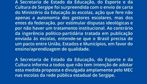 NOTA DA SEDUC / Foto: SEDUC
