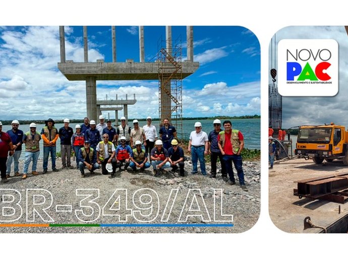 DNIT acompanha avanço das obras da ponte entre Penedo e Neópolis, na BR-349 AL/SE