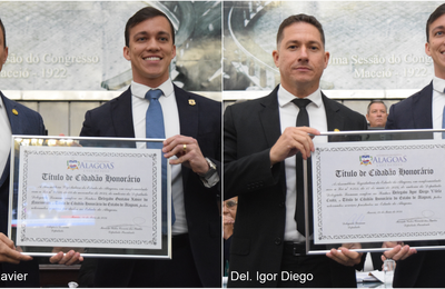 Delegados Gustavo Xavier e Igor Diego recebem o título de Cidadão Alagoano