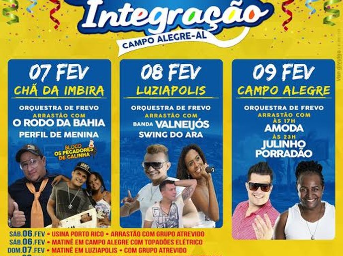 Prefeitura de Campo Alegre divulga Programação Oficial do Carnaval 2016