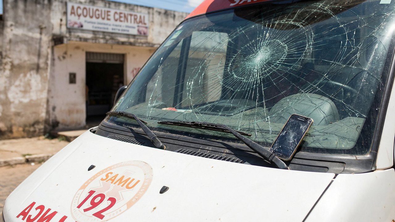 Mulher é presa em flagrante após quebrar para-brisa de ambulância da UBS com aparelho celular em Coité do Nóia