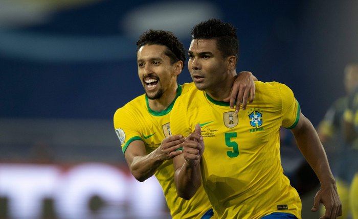 Casemiro marcou o gol da vitória brasileira na partida contra a Colômbia