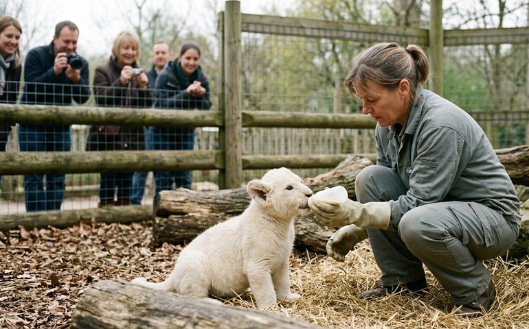 Filhote rejeitado pela mãe vira atração em zoológico