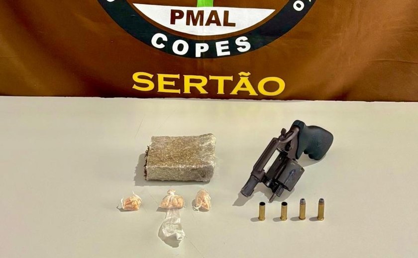 PM apreende arma e drogas durante ação em Olho D’Água das Flores