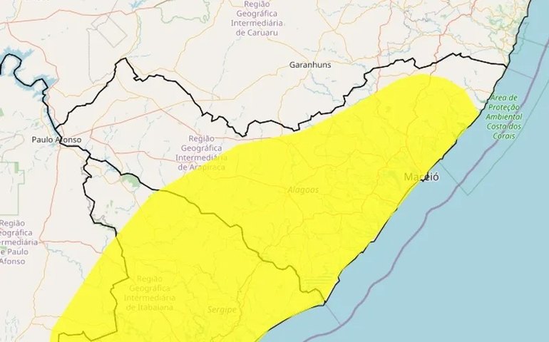 Inmet alerta para chuvas em 81 municípios alagoanos até domingo