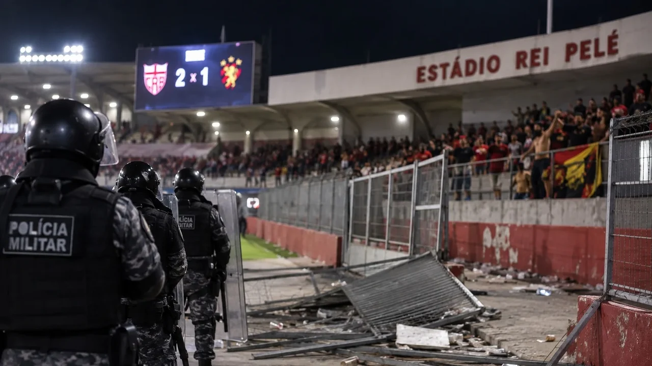 Noite de vitória do CRB no Rei Pelé é marcada por vandalismo e agressões no setor visitante