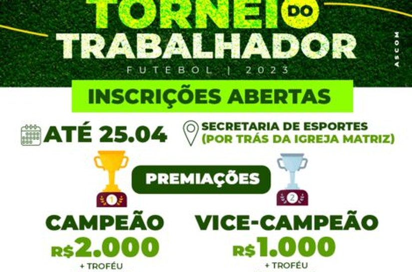 Prefeitura de Piaçabuçu abre inscrições para o Torneio do Trabalhador 2023