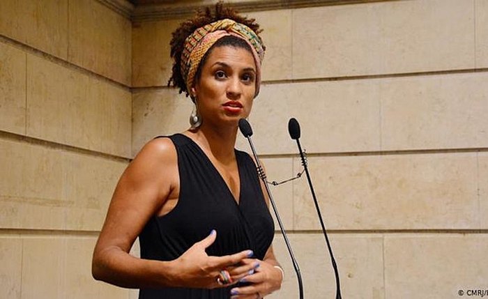 Marielle Franco no plenário da Câmara dos Vereadores, em 2017, durante o exercício de seu mandato