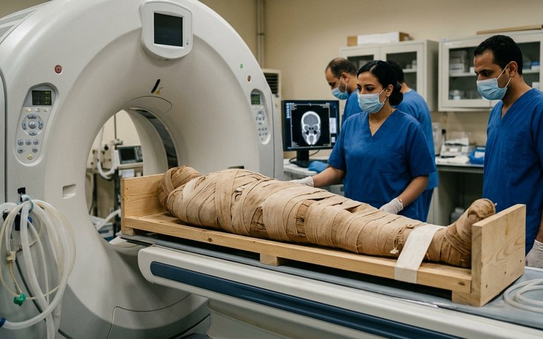 Cientistas realizam tomografia inédita em múmias egípcias e identificam doenças milenares