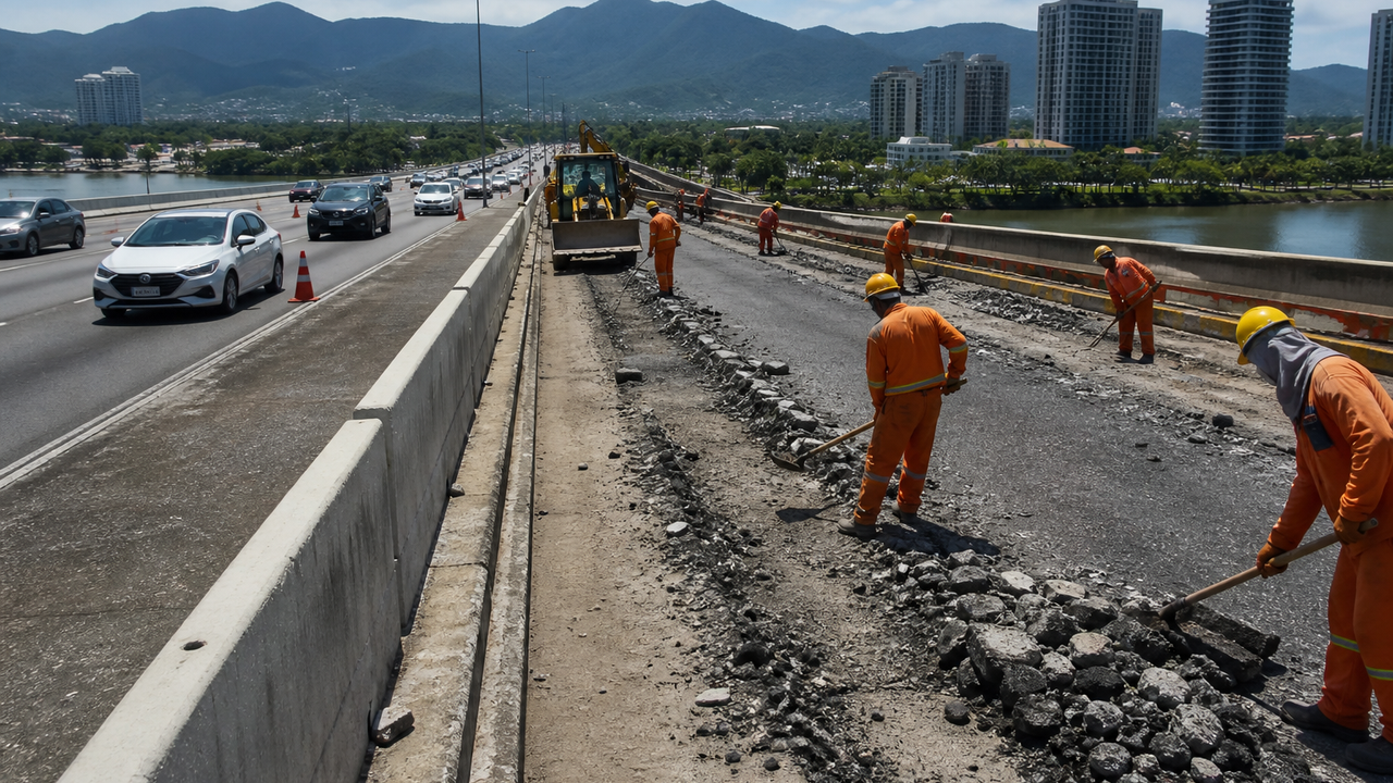 Prefeitura inicia obras de R$ 46,9 milhões para ampliar ponte e criar terceira faixa na Ayrton Senna, na Barra da Tijuca