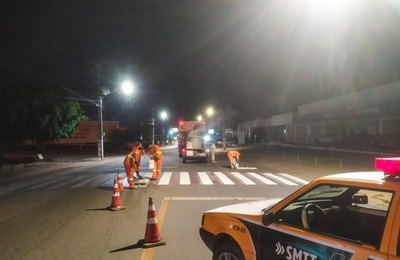 SMTT revitaliza mais 51 sinalizações horizontais em diversas ruas de Arapiraca 