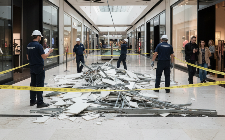 Teto desaba em frente à loja no Shopping Iguatemi, em São Paulo