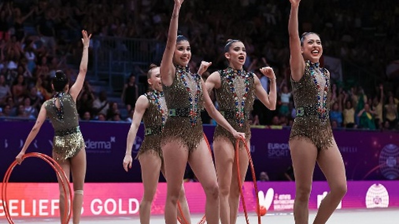 Conjunto do Brasil brilha no Mundial de ginástica rítmica e garante vaga em Paris-2024