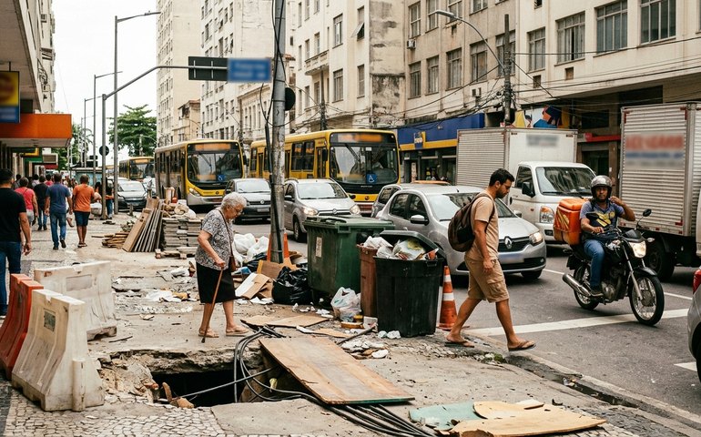 Síntese da desordem: irregularidades em série desafiam pedestres e motoristas na Nossa Senhora de Copacabana