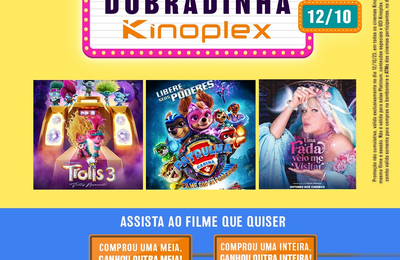 Promoção do Kinoplex no Dia das Crianças tem ingresso e pipoca de graça