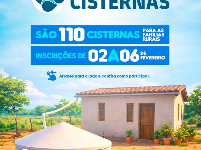 Prefeitura de Delmiro Gouveia anuncia abertura de inscrições para a instalação de mais de 110 cisternas