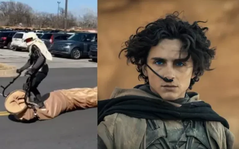 Fã de 'Duna' viraliza após criar 'verme da areia' feito em casa para assistir ao filme