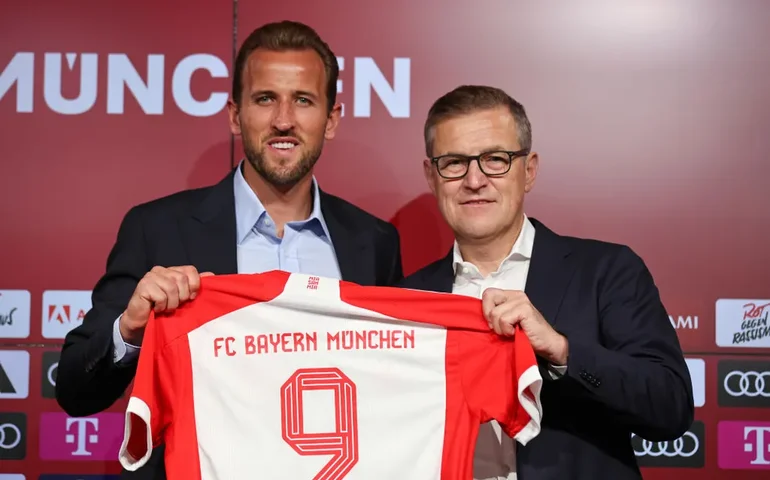 Harry Kane é apresentado oficialmente no Bayern: 'Quero brigar por títulos todos os anos'