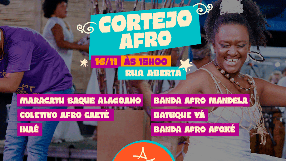 Cortejo Afro movimenta Rua Aberta e celebra força das tradições culturais neste domingo (16)