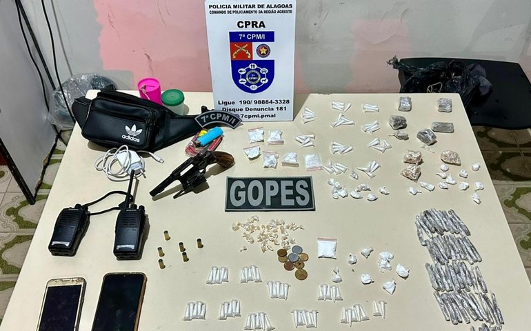 PM-AL apreende arma, drogas e recupera produtos de furto no interior de Alagoas