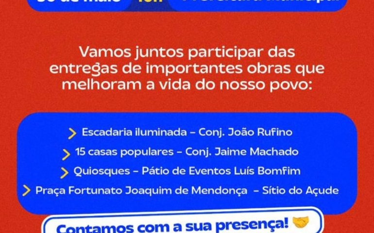Prefeito Jorge Galvão entrega quatro obras em Jundiá nesta sexta