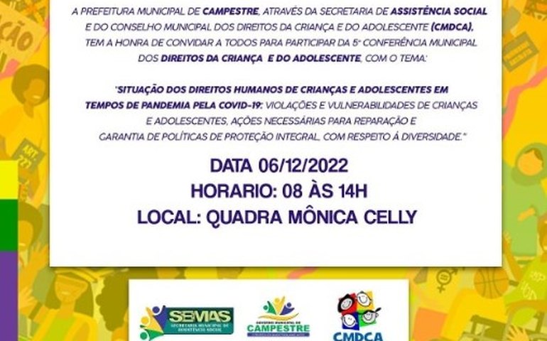 Prefeitura de Campestre promove conferência para discutir direitos das crianças e adolescentes