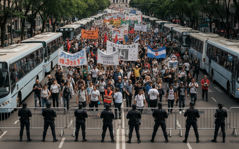 Argentina enfrenta nova greve geral durante votação da reforma trabalhista no Senado