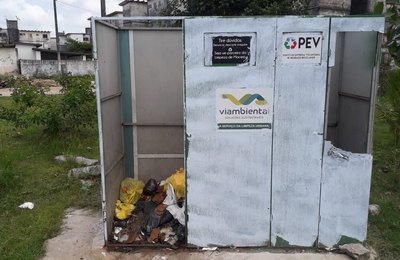 Ponto de Entrega Voluntária da Santa Amélia é alvo de vandalismo nesta terça-feira (28)
