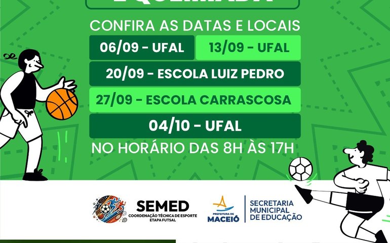 Jogos Municipais Escolares de 2025 começam no sábado, com futsal e queimada