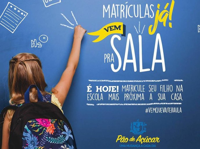 Secretaria de Educação de Pão de Açúcar divulga calendário de matrícula 2018
