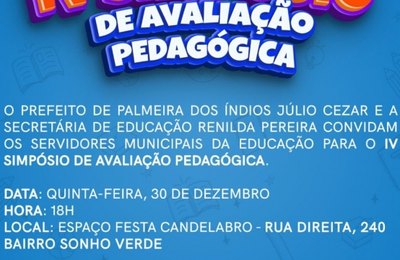 IV Simpósio de Avaliação Pedagógica acontece nesta quinta (30) em Palmeira dos Índios