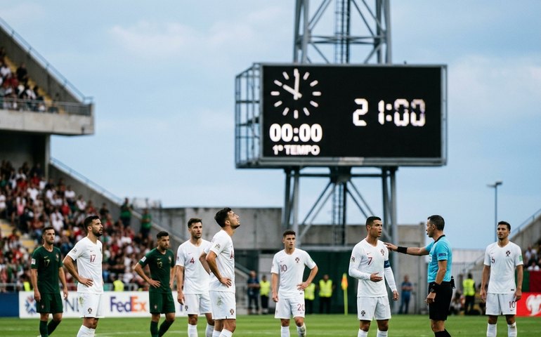 Relógio muda de horário no meio de jogo de Portugal, e amistoso contra o México começa 'duas vezes'; entenda