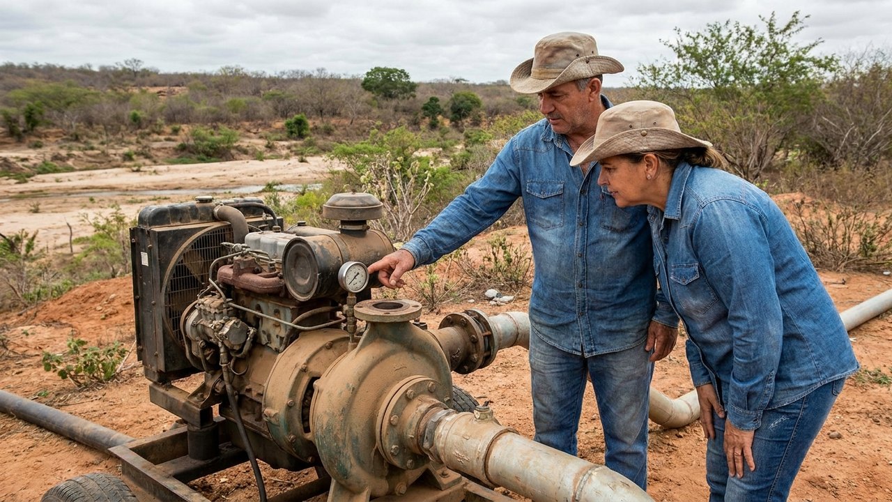 Casal repara vazamento em aqueduto do catolé-Cardoso nesta quarta-feira