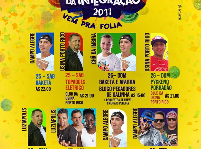 Confira programação oficial do Carnaval da Integração 2017 em Campo Alegre