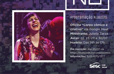 Sesc Alagoas promoverá oficina “Corpo cômico e criativo” em julho; saiba como participar