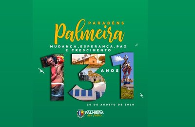 131 anos de Palmeira será comemorado sem festa mas com entrega de obras em diversas áreas