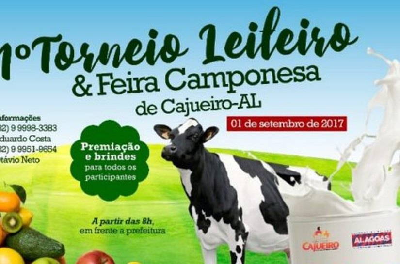 Prefeitura de Cajueiro realiza Torneio Leiteiro & Feira Camponesa dia 1º/09