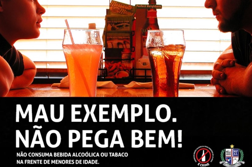 Em campanha publicitária, MPE/AL orienta pais a evitarem consumo de álcool e tabaco na frente dos filhos