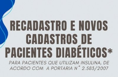 Recadastramento de pacientes diabéticos continua nesta segunda (4), em Palmeira
