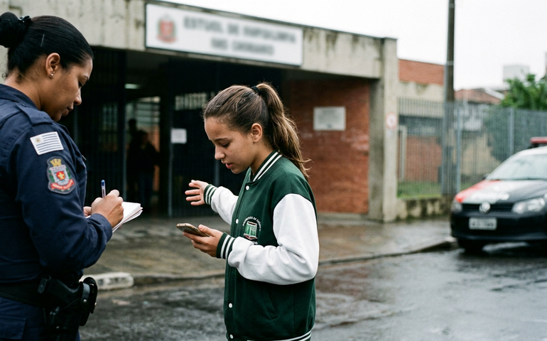 Adolescente aciona PM da escola após mãe pedir socorro por WhatsApp