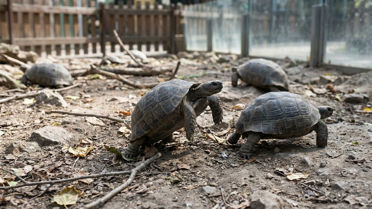 Tartarugas do Zoo de Moscou conseguem se virar sozinhas