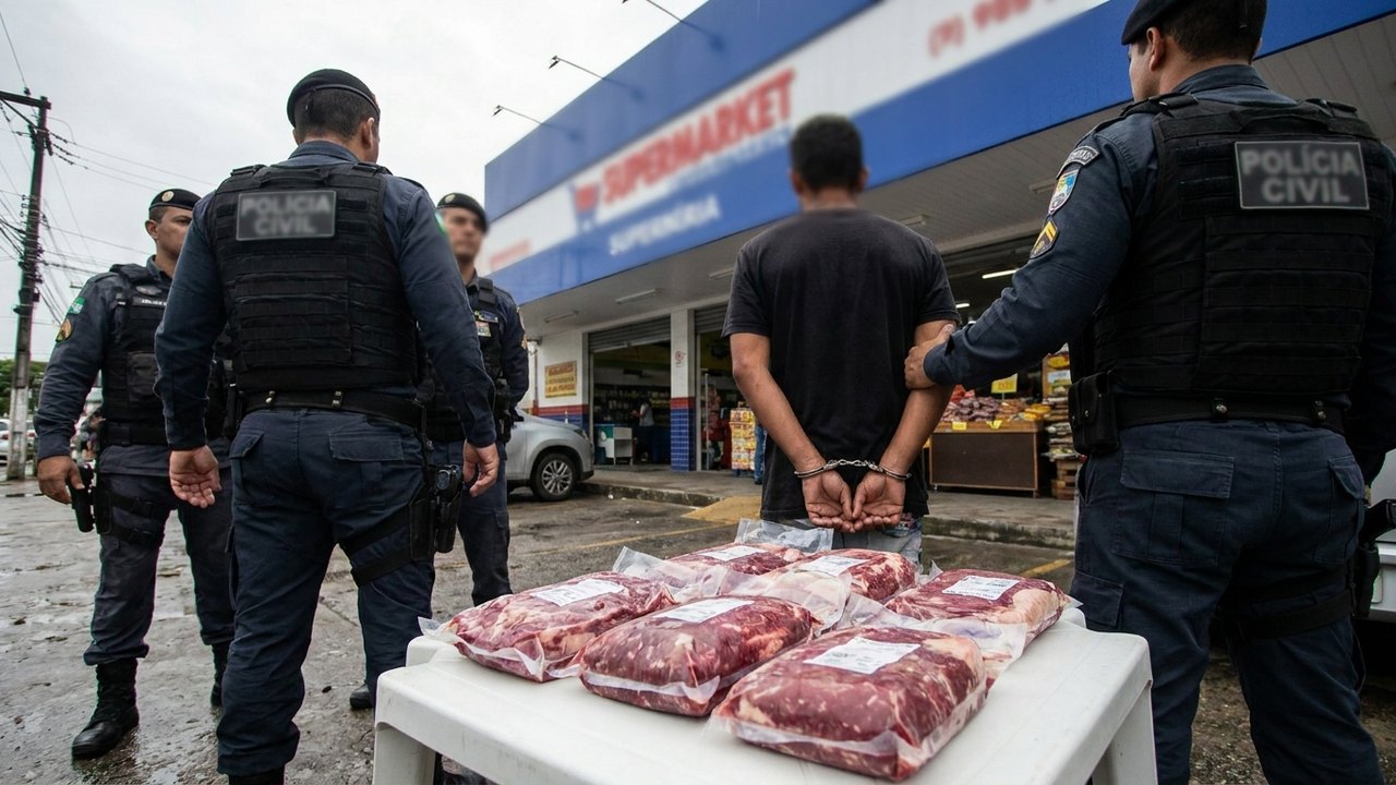 Homem é preso após furtar carnes nobres de supermercado para trocar por drogas em Maceió