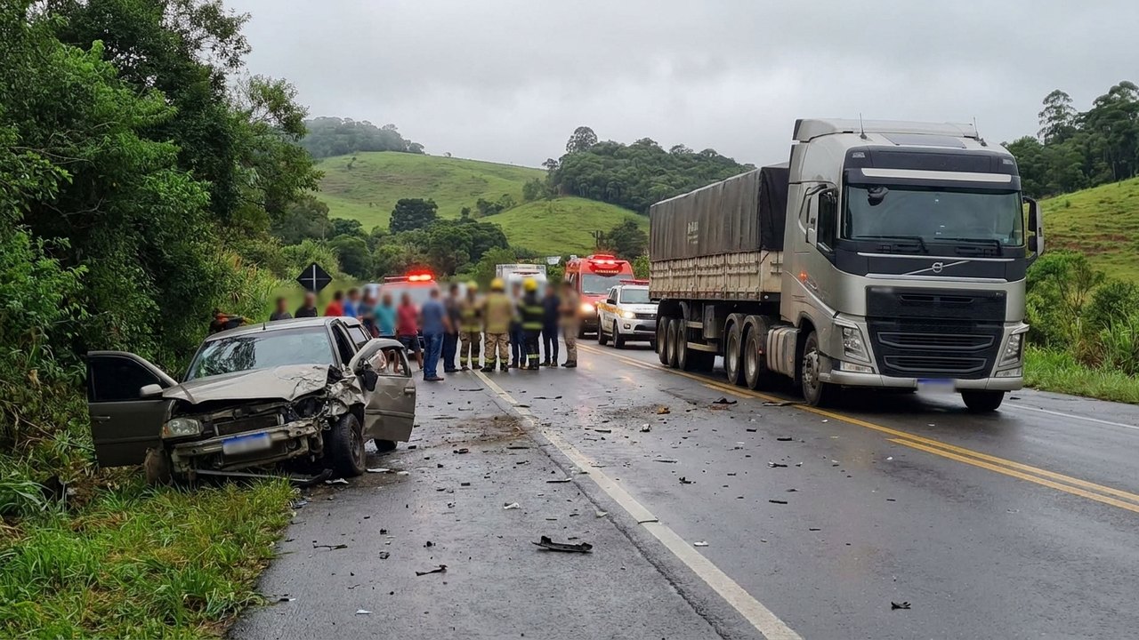 Duas mulheres morrem em acidente de trânsito entre carro e caminhão em SC