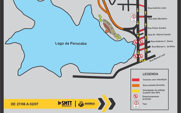 SMTT realiza mudanças no tráfego durante shows no Lago da Perucaba
