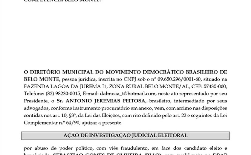 Fraude à cota de gênero: partido Republicanos de Belo Monte é denunciado na Justiça Eleitoral