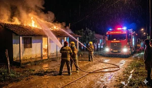 Incêndio de médias proporções atinge residência na Vila Bananeiras em Arapiraca e mobiliza Bombeiros