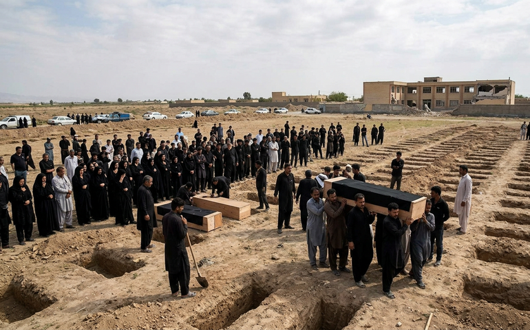 Iranianos realizam sepultamento coletivo de jovens mortos em ataque