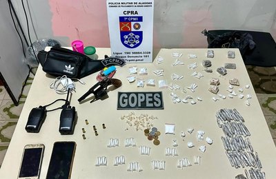 PM-AL apreende arma, drogas e munições e recupera produtos de furto no interior do estado